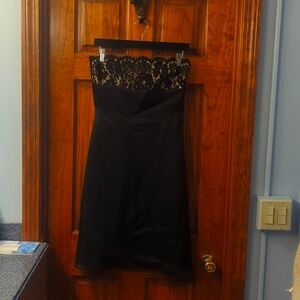 Black & Cream Ann Taylor Midi Dress